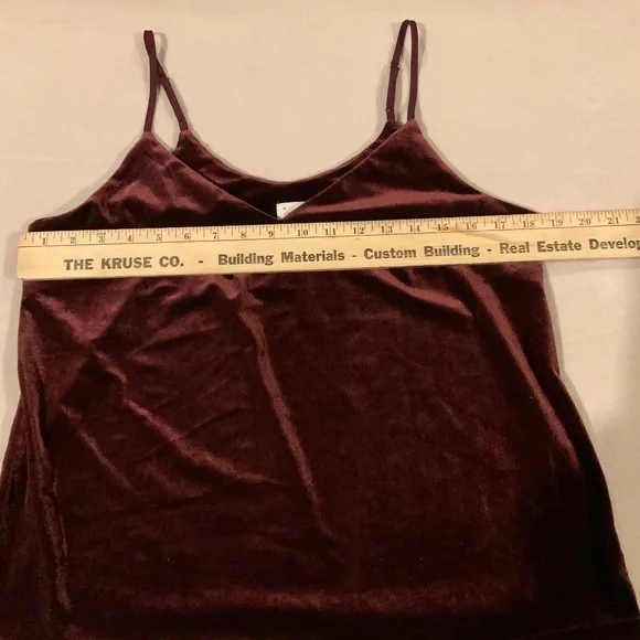 A New Day Maroon Velvet Cami Adjustable Straps Sz M Women’s - Picture 3 of 6